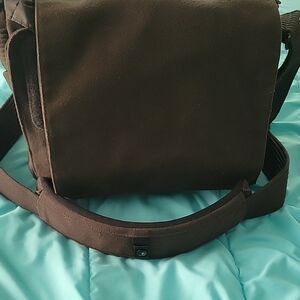 Chocolate Brown Leather Messenger Bag with Flap Closure